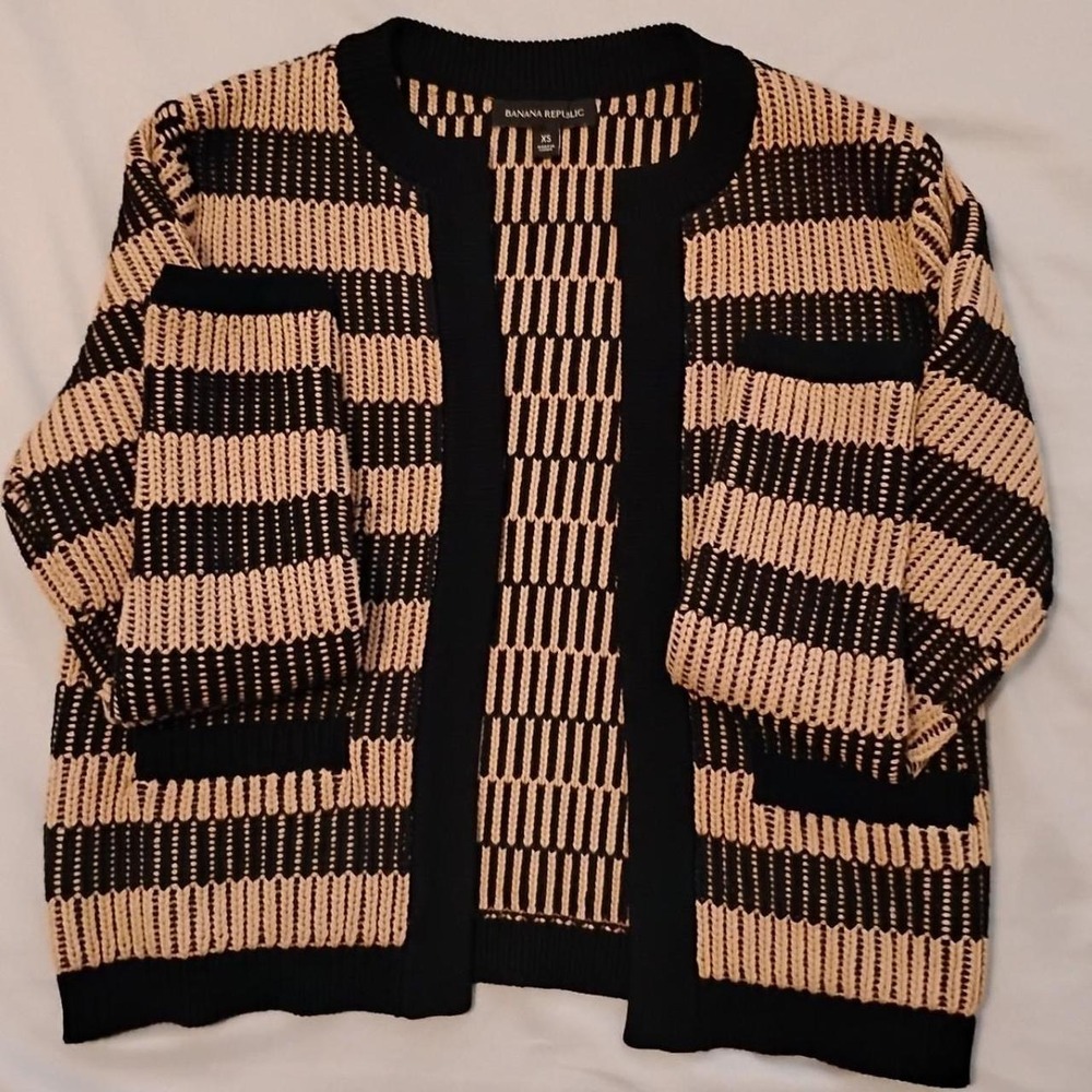 Banana Republic striped cardigan knit jacket. Cozy, textured jacquard knit - Picture 1 of 7
